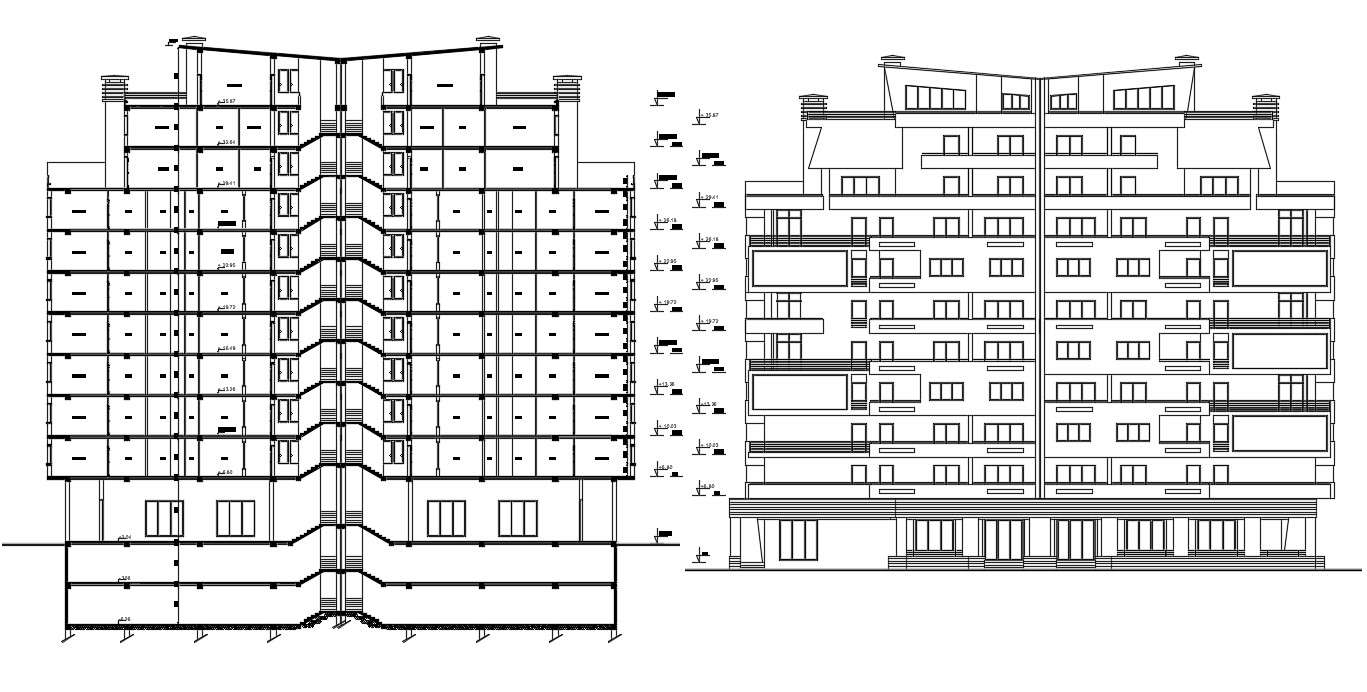 Residential Building Plan Section Elevation