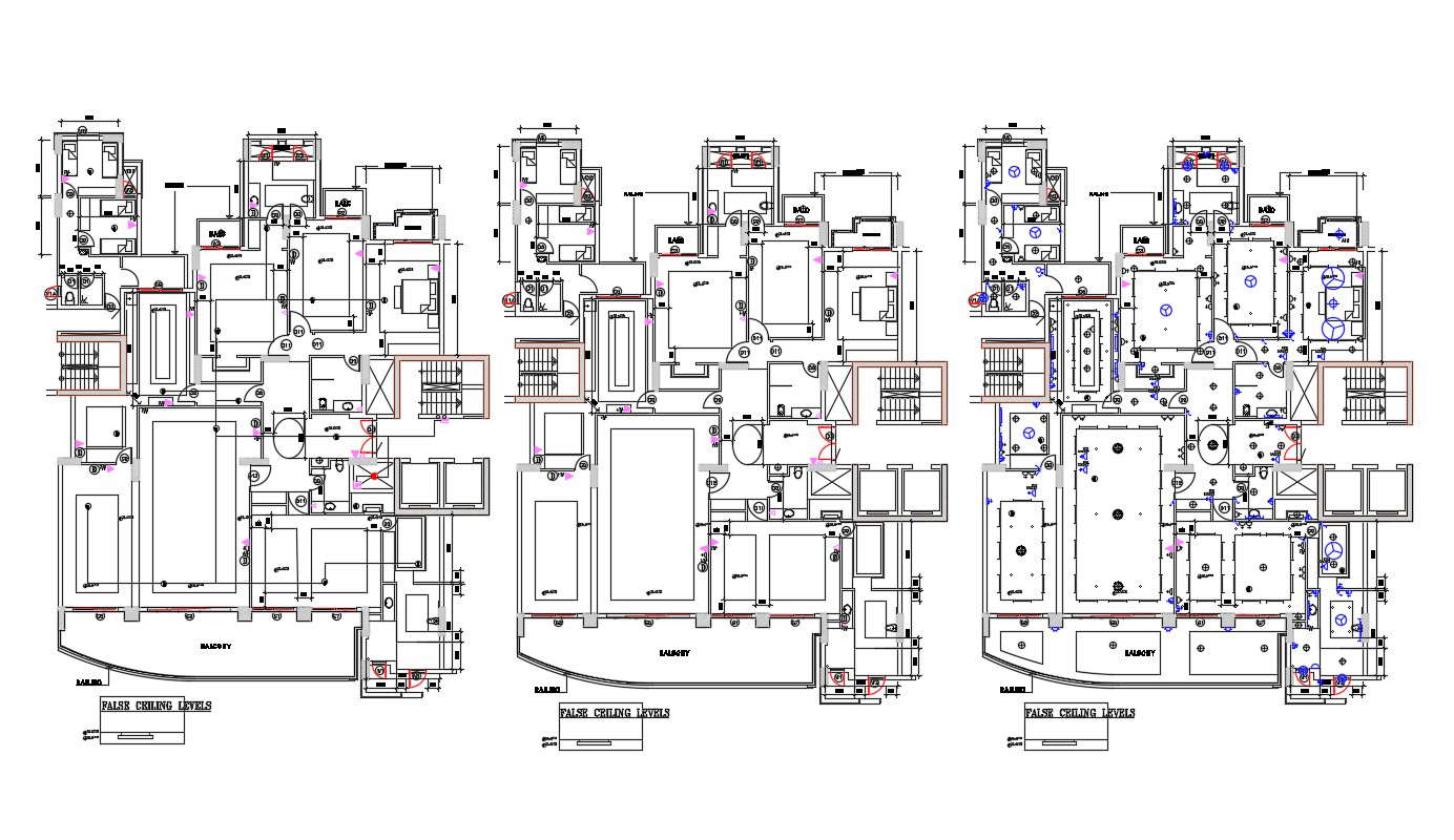 Residential Bungalow False Ceiling Design CAD File