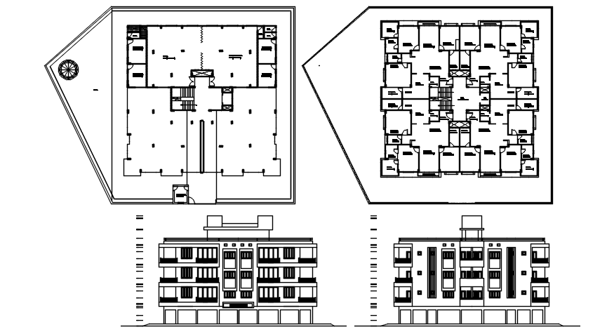 Residential apartment with elevation in AutoCAD