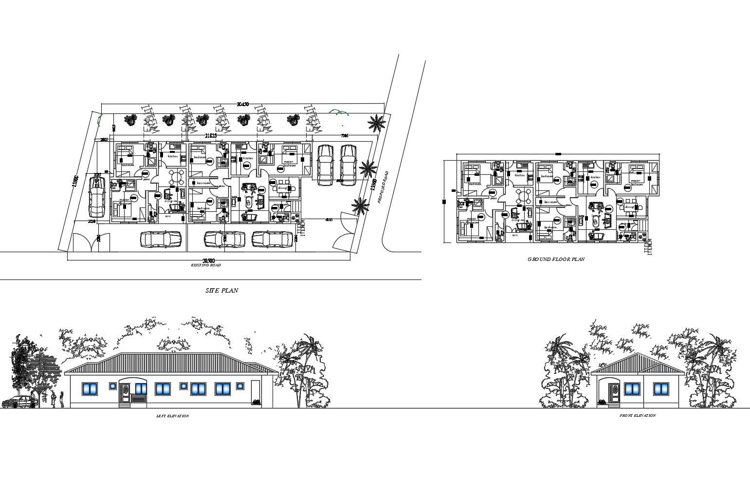 Bungalow Elevation Plan In DWG File