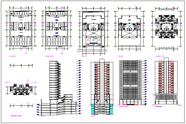 Residential high rise building plan detail view dwg file