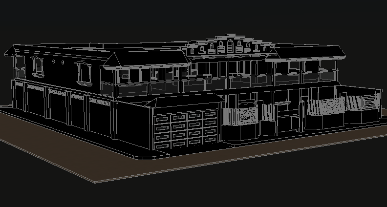 Residential house 3 D plan detail dwg file