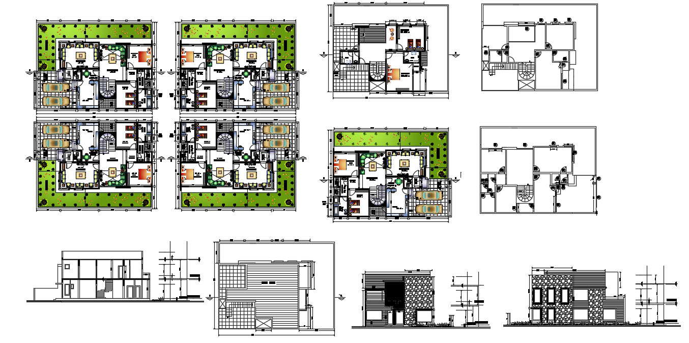 Modern 2 Storey House Design In AutoCAD File