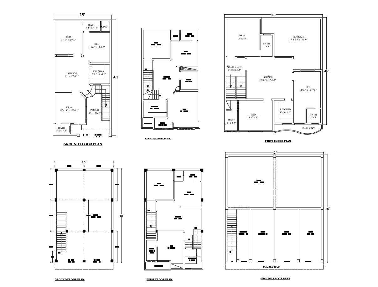 Residential house layout in AutoCAD