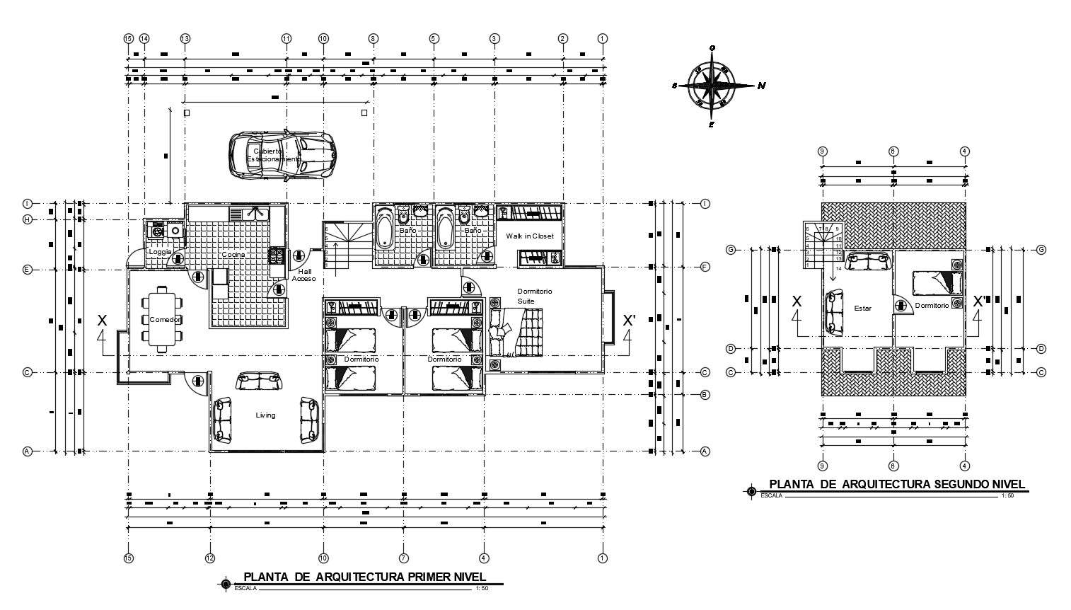 Residential house layout in autocad drawing