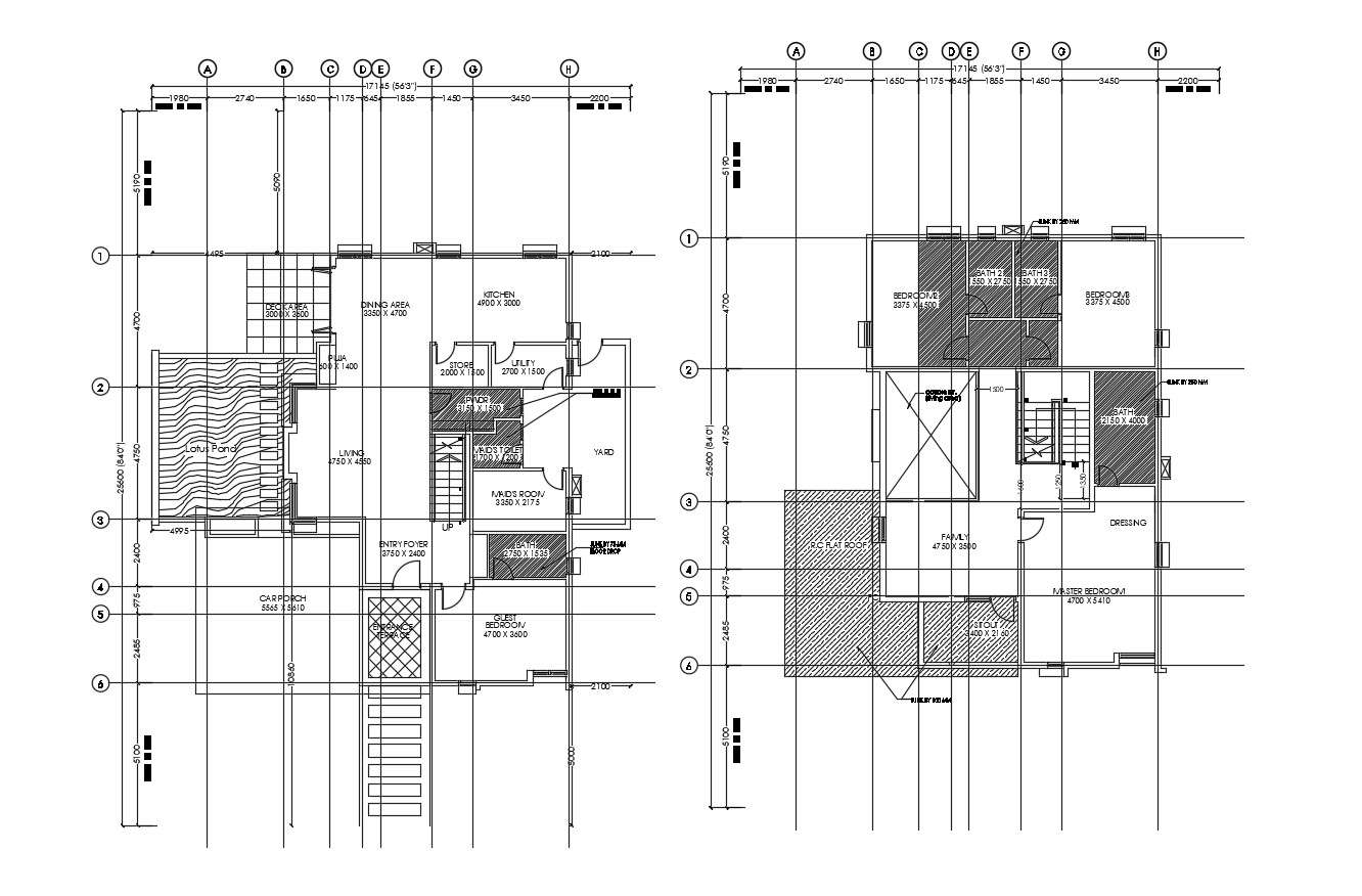 Residential house layout in dwg file