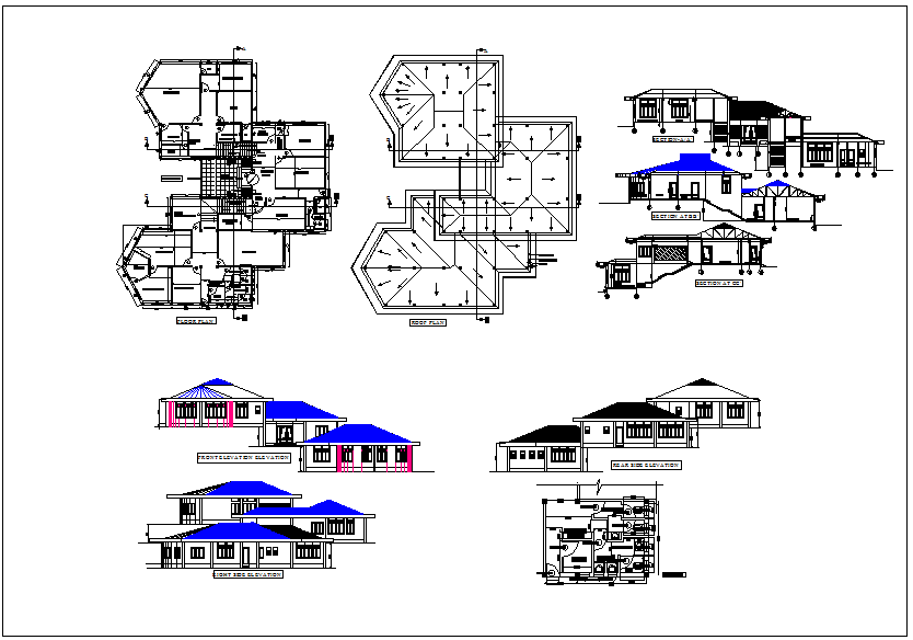 Residential house plan detail dwg file