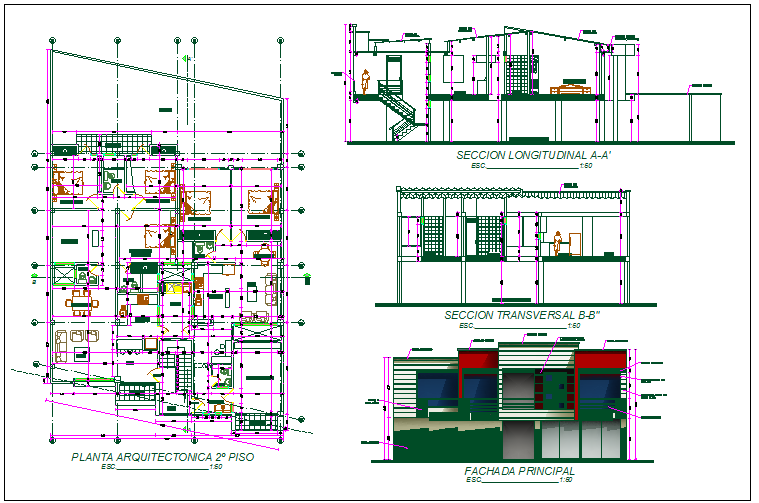 Residential house plan detail dwg file