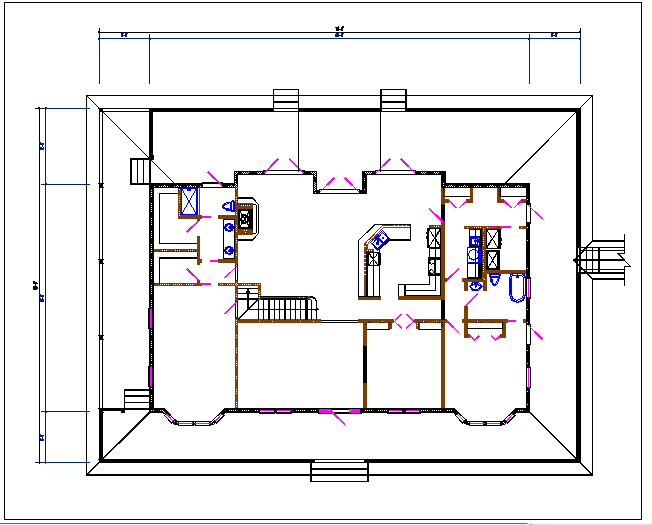 Residential house plan detail with plan view detail dwg file