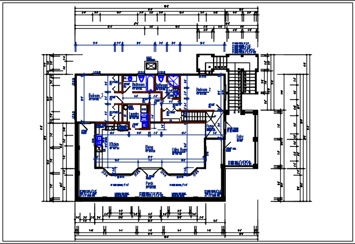 Residential house plan dwg file