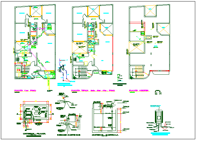 Residential house plan view detail dwg file