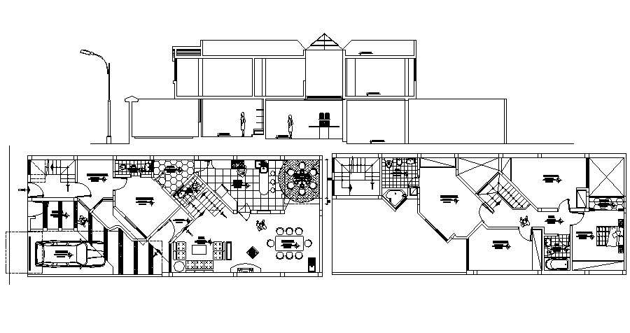 Residential House Elevation In DWG File