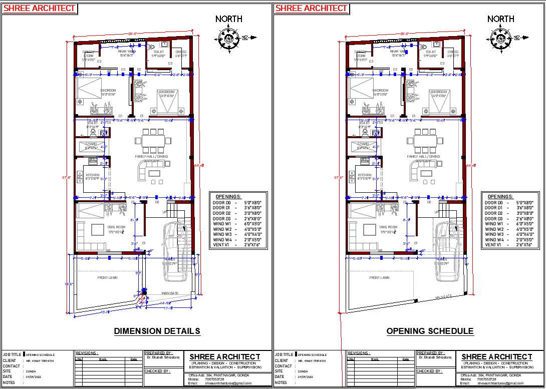 Residential house plans 2050 sqft Area Autocad dwg files