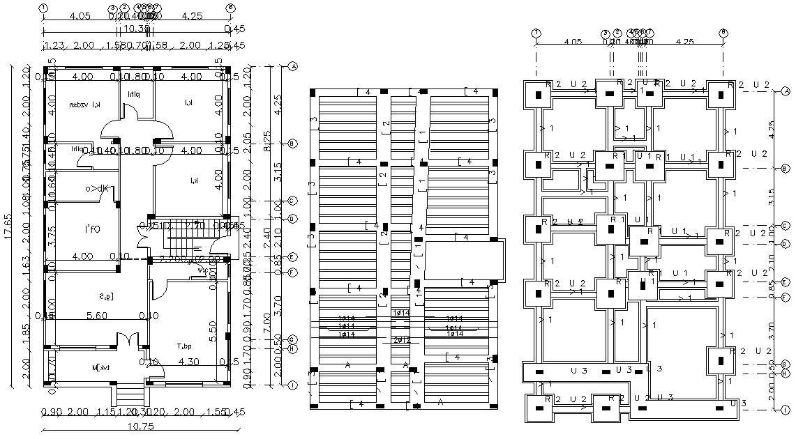 Residential Building Column Foundation Design Autocad File