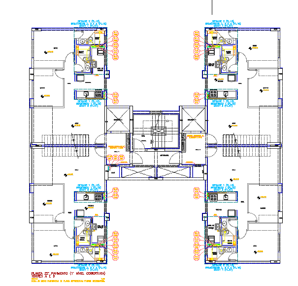 Residential Building DWG Design with Complete Floor Plan Layout