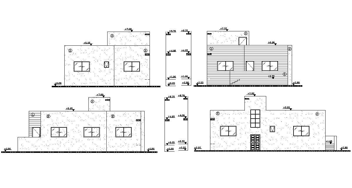 Residential House Elevation Drawing CAD File 