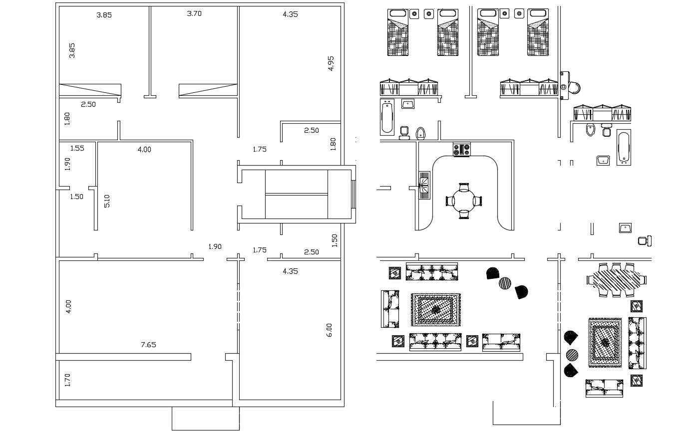 Residential House Furniture Layout Plan CAD File 
