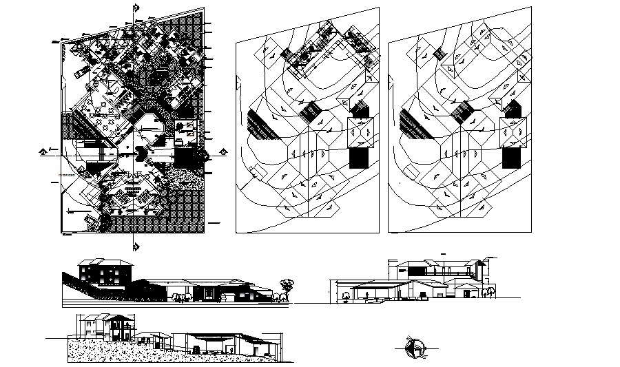Resort drawing with elevations in dwg file