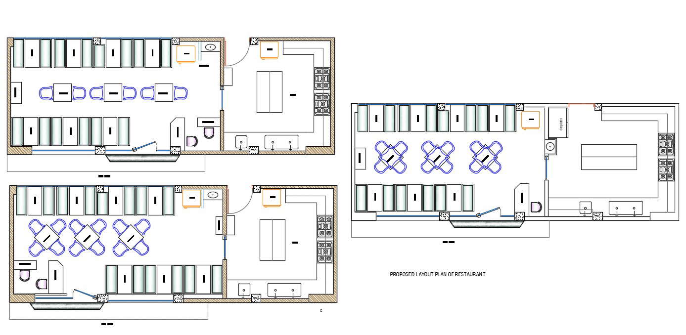 Restaurant Furniture Layout plan AutoCAD Drawing