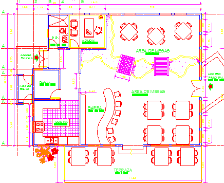 Restaurant bar dwg file