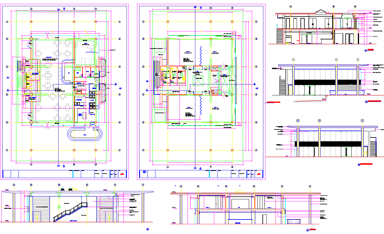 Restaurant layout plan and Elevation design 