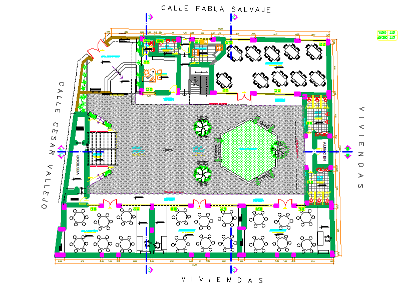 Restaurant layout plan dwg file