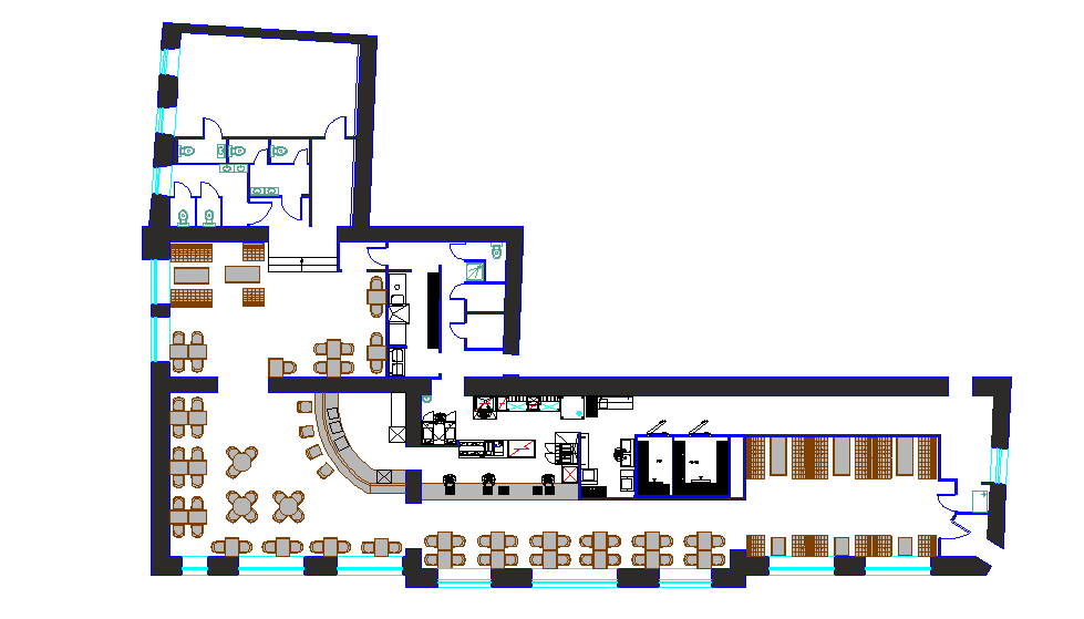 Restaurant layout plan dwg file