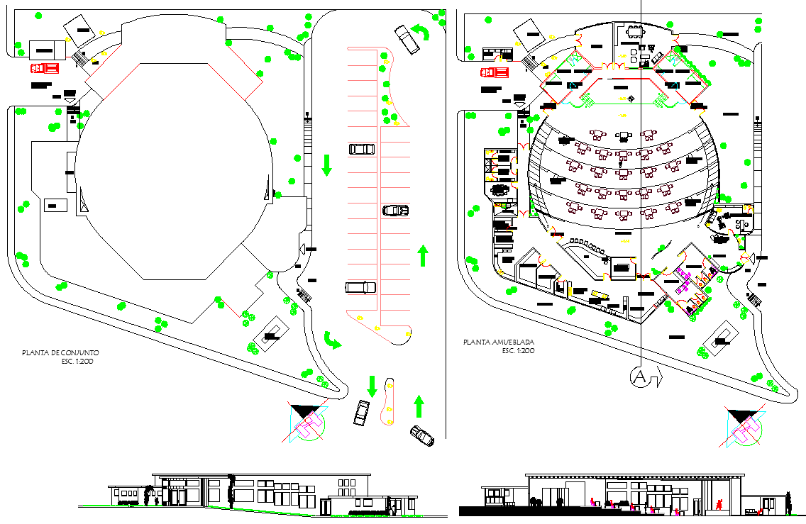 Restaurant plan dwg file 
