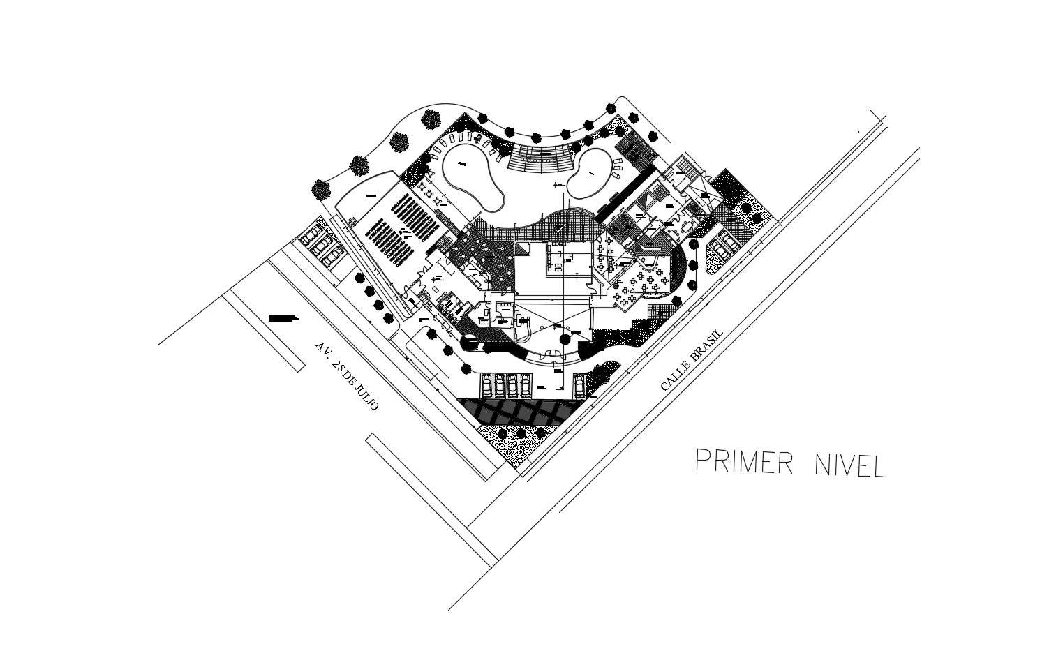 Restaurant plan with detail dimension in DWG file
