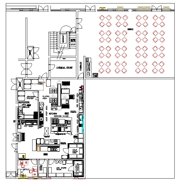 Restaurant with kitchen Design