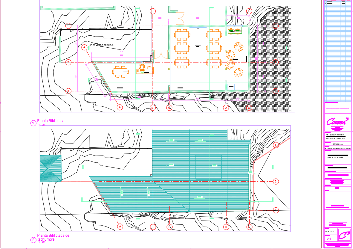 Restaurant Architecture Floor Plan & Roof Details DWG