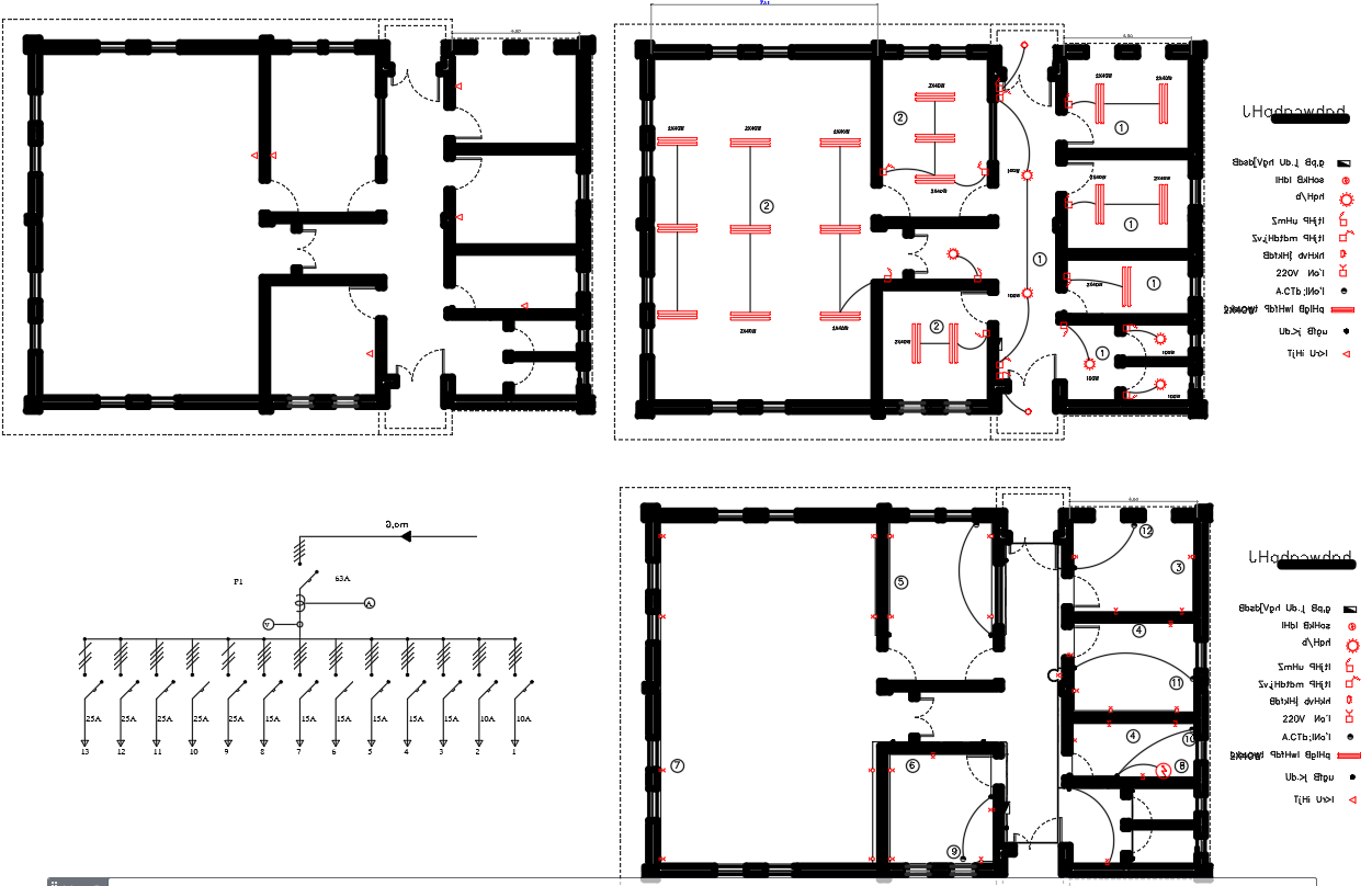 Restaurant Electrical Wiring Layout plan in DWG File 