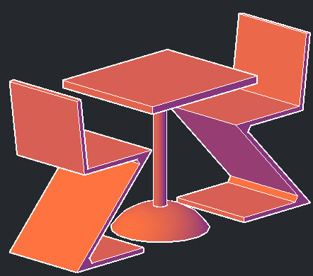 3D CAD Model of Rietveld Chairs and Table Design File