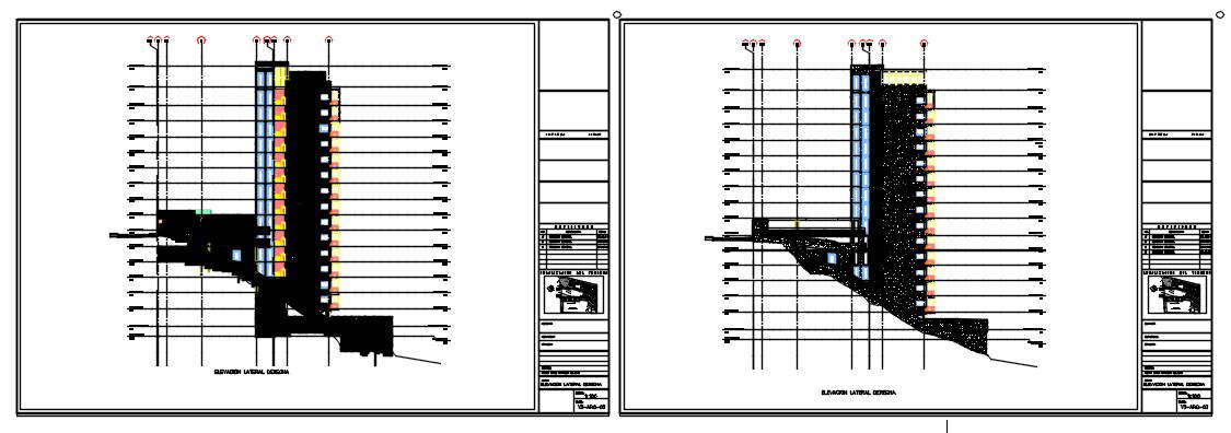 Right side elevation of high rise building