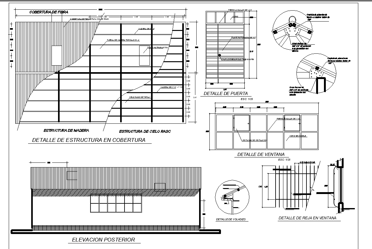 Roof House plan detail dwg file