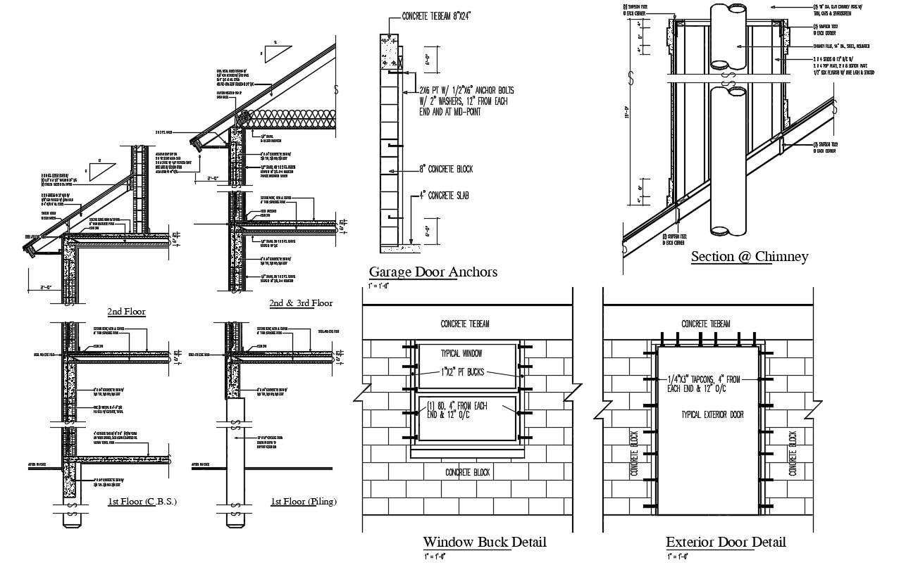 Roof Support Wall Section CAD Drawing
