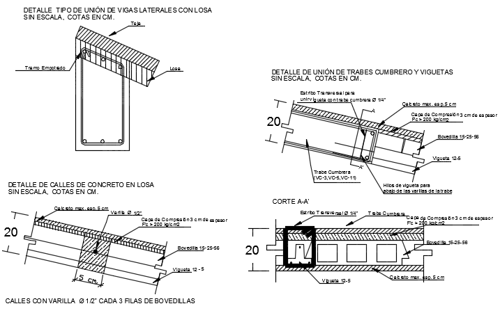 Roof column joint section detail dwg file