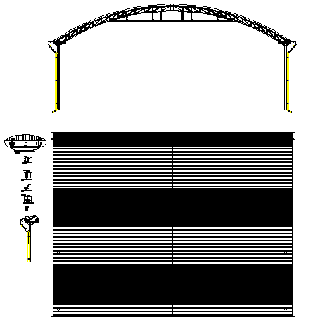 Roof construction with section and elevation of roof dwg file