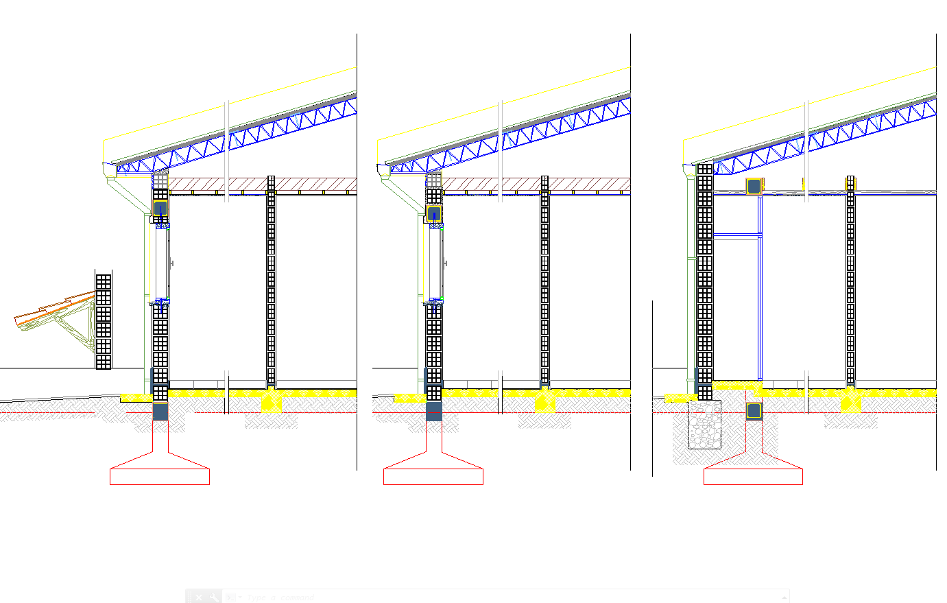 Roof detail and sections in AutoCAD Dwg files