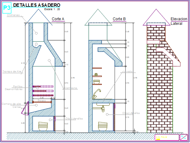 Roof elevation and section A-A’ detail dwg file