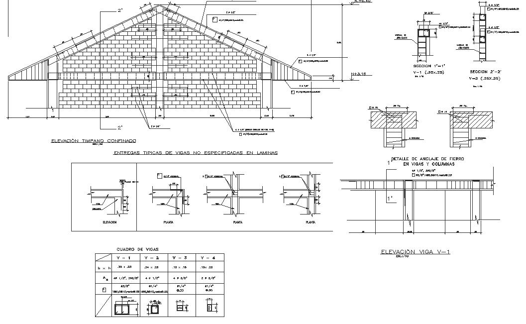 Roof elevation detail dwg file