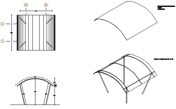 Roof elevation plan detail dwg file