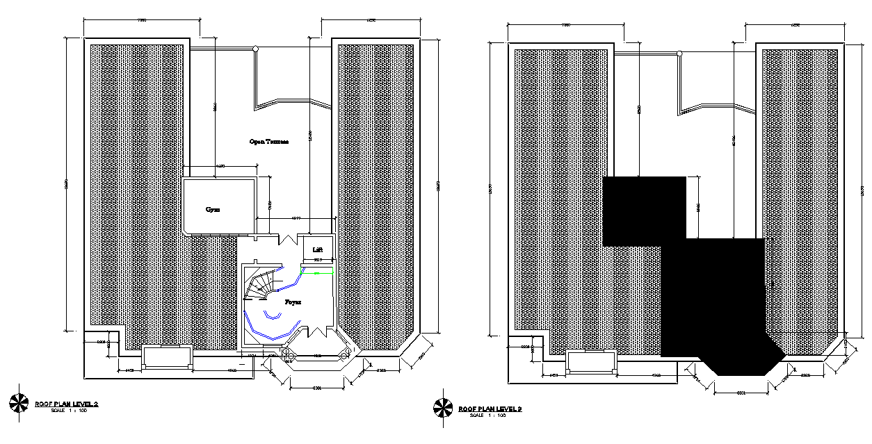 Roof house plan detail dwg file