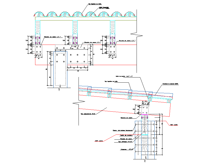 Roof in wall section plan layout file