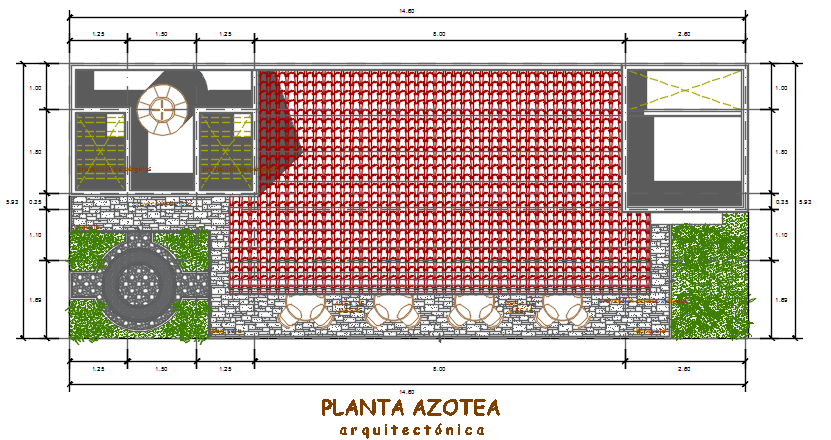Roof plan Centre line detail dwg file