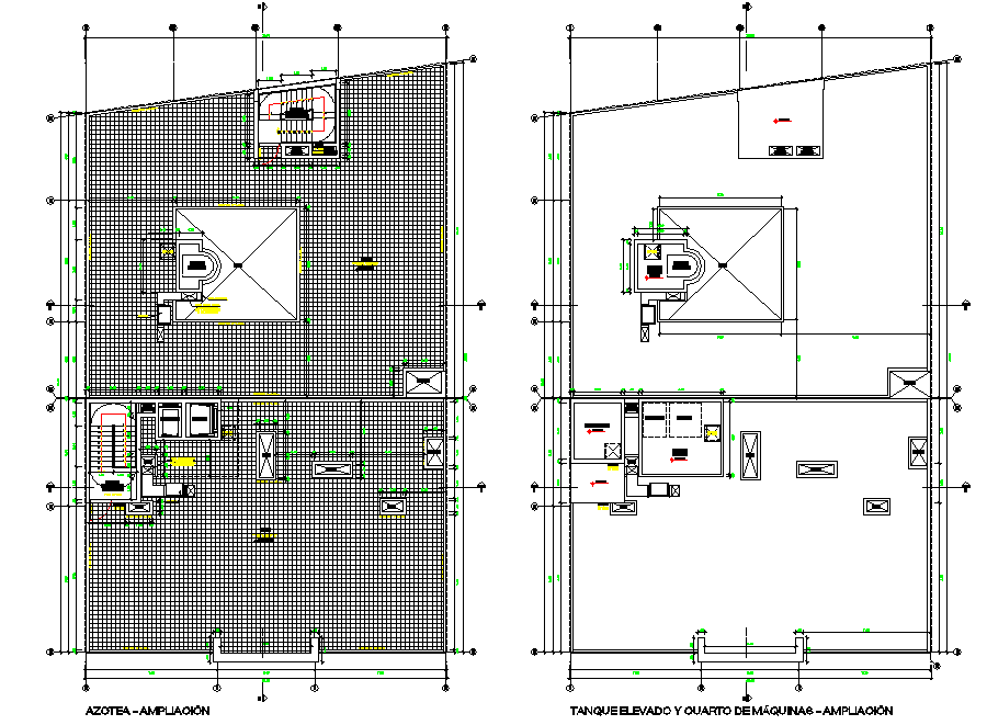 Roof plan Shopping center in lima plan dwg file