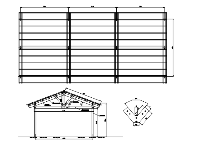 Roof plan and elevation detail dwg file