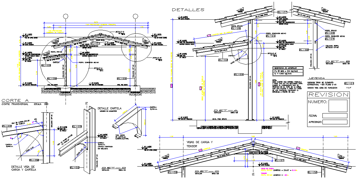 Roof plan and elevation detail dwg file