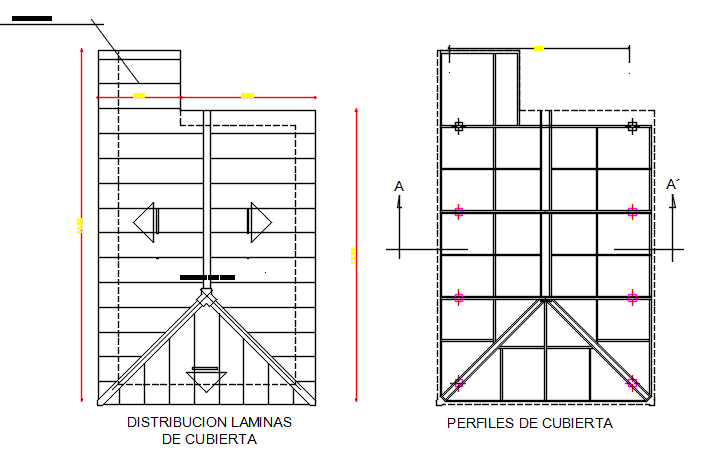 Roof plan and elevation detail dwg file