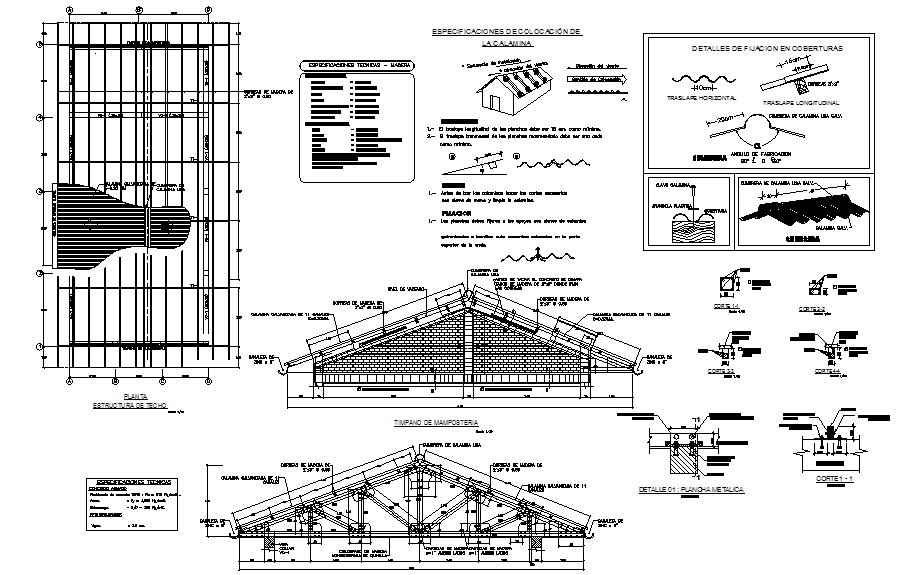 Roof plan and elevation working plan detail dwg file